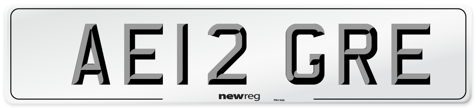 AE12 GRE Number Plate from New Reg